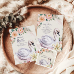 Blush Pink Floral Swan Princess Boeken voor Baby Informatiekaartje