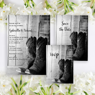 Rustic Cowboy Boots country Wedding RSVP response