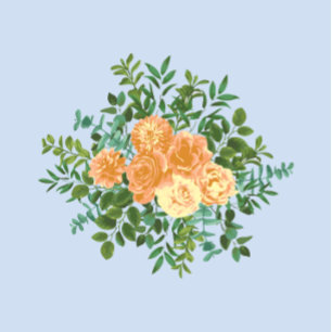 Peach Light Blue Wedding Rozen Floral Kaart