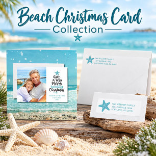 Kerstkaart met strandthema
