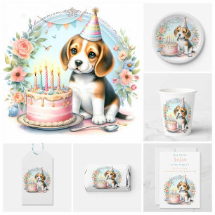 Schattigee Pastel Puppy Beagle - Verjaardag Kaart