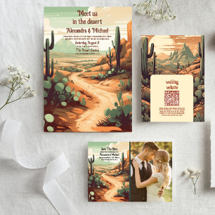 Retro Desert Cactus Bruiloft Save The Date
