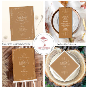  gebergte Rustic Goldenrod QR Code RSVP All In One Uitnodiging
