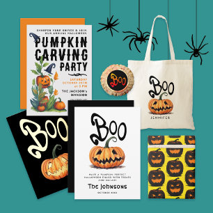 Spooky zwart pompoenen geel Halloween patroon Cadeaupapier