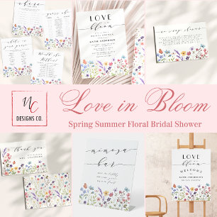 Liefde in Bloom Lente Zomer Bloemen Vrijgezellenfe Papieren Bordje