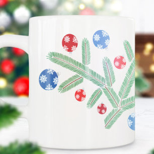 Kerstboom tak met sneeuwvlok decoraties tote bag