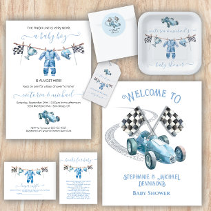 Auto Racing Clothesline Boy Baby shower Servet