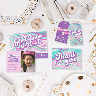 Groovy Pinks, Purples, Mint Green Swirls Dank je Bedankkaart