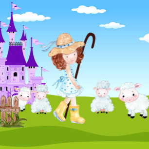 Little Bo Peep Sheep Fairy Tale Boerderij Birthday All In One Uitnodiging