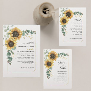 Floral Sunflower Eucalyptus Weddenschap Bedankkaart
