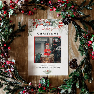 Botanische Greenery Waterverf Elegant Feestdagenkaart