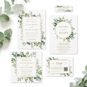 Alles in één botanische goudbruine bruiloft kaart