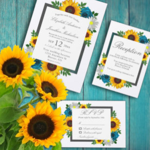 Zonnebloem Roos Daisy Floral Wedding Vierkante Sticker