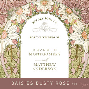 Dusty Pink Marguerite Daisy Wedding Art Nieuw in Kaart