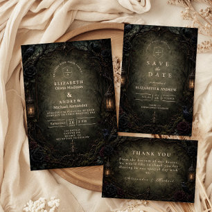 Betoverd Goth Bos Huwelijk RSVP Kaartje