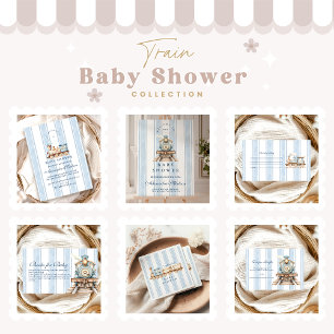 Schattigee Waterverf Trein Baby shower Note voor B Informatiekaartje