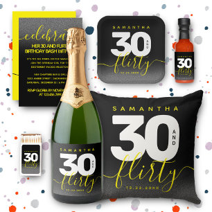 Modern Girly Bright Yellow 30 en Flirty Verjaardag Kaart