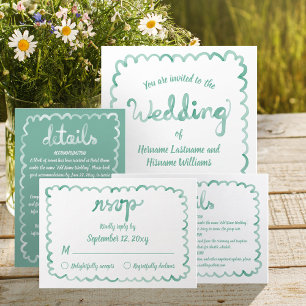 Whimsical Hand getrokken Olijfgroen Lijst RSVP-kaa RSVP Kaartje