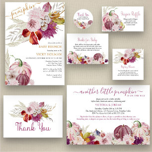 Kleine pompoen rustieke bloemen Baby brunch Kaart