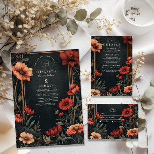 Klassieke Art Nouveau Floral Wedding Bedankkaart