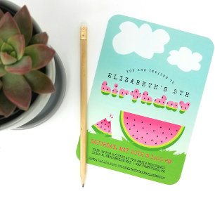 Zoete Rode Watermeloen Kinder Zomertijd Verjaardag Kaart