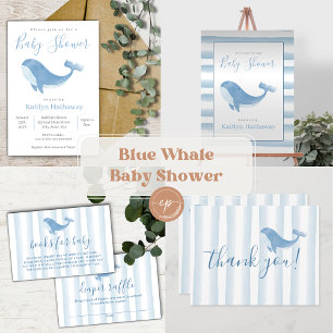 Waterverf Blue Whale Baby shower Invitation Briefkaart