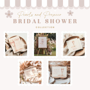 Roos Gouden Parels en Prosecco Bedankkaart