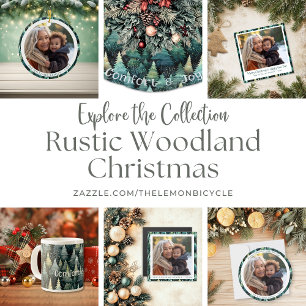 Rustic Woodland Familie Kerstfoto Magneet