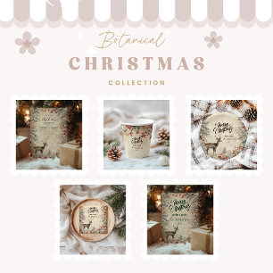 Rustic Deer Pine Berry Kerstfeest Kaart