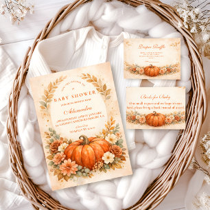 Kleine Pompoen Herfst Baby Shower Luiers Raffle Informatiekaartje