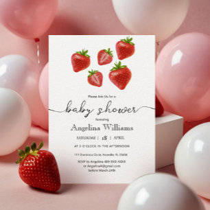 Flat dank u Baby shower zoete aardbeien. Bedankkaart