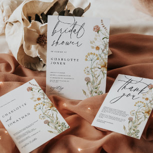 Boho Wildbloemen Waterverf Minimale terugkeer Adre Etiket