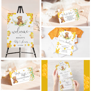 Een uitnodiging voor een baby shower met een klein