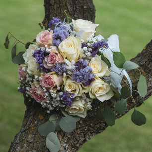 Waterverf Floral Ice Blue Bleek roze bruiloft Kaart