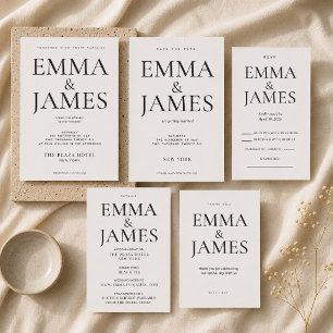 Bewerkbare Verticale Typografie Luxe Trouwdatum Kaart