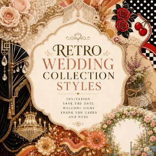 Rockabilly retro Kersenroos Huwelijksromantiek Kaart