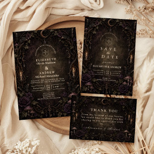 Mystieke Maan Goth Bos Bruiloft RSVP Kaartje