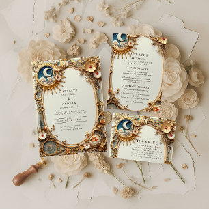 Cosmische Vintage Sterrenbeeld Bruiloft RSVP Kaartje