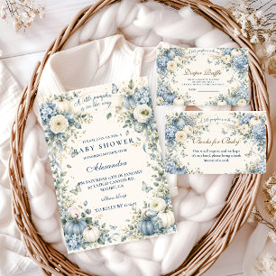 Verhaalboek Blauwe Kleine Pompoen Baby Shower Kaart