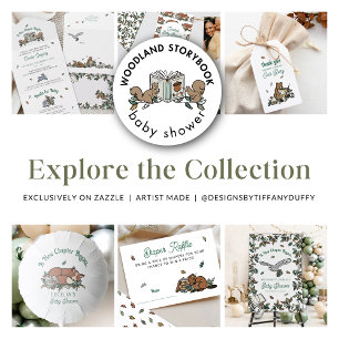 Woodland Animals Boeken voor Baby shower All In One Uitnodiging
