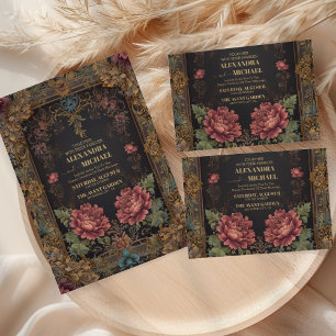 Foto Floral Victoriaans Gotische bruiloft Bedankkaart