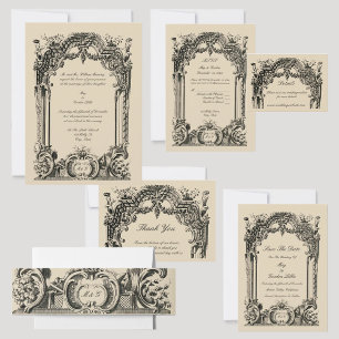  Franse Baroque Rococo Wedding RSVP Kaartje