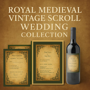 Royal Medieval  Scroll Wedding Informatiekaartje