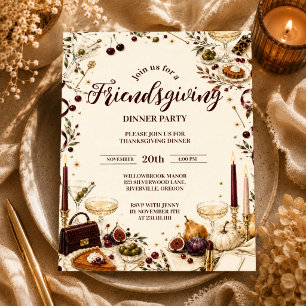 Glamoureuze meidenavond Friendsgiving Kaart