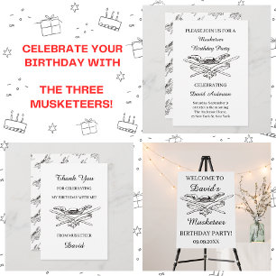 Musketeer Hero Verjaardagsfeestje  Bedankkaart