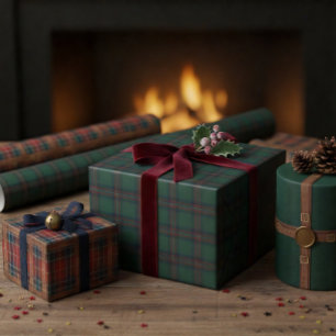Preppy Rode Kerst Plaid Met Gespen Cadeaupapier
