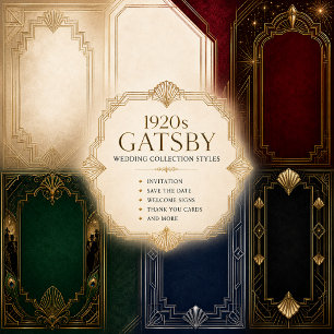 elegante smaragdgroene Pauw 1920 Gatsby-huwelijk Kaart