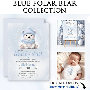 Beer Blauw Winter Baby shower Luier Raffle Kaart