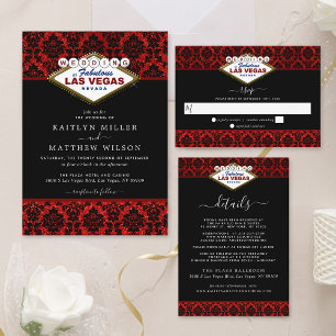 Het Collectie Glitter Damask Las Vegas Wedding Kaart