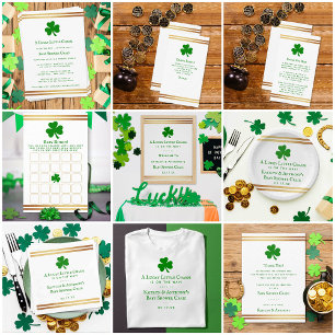 Stylish Gold Foil St. Patrick's Day Baby shower Kaart